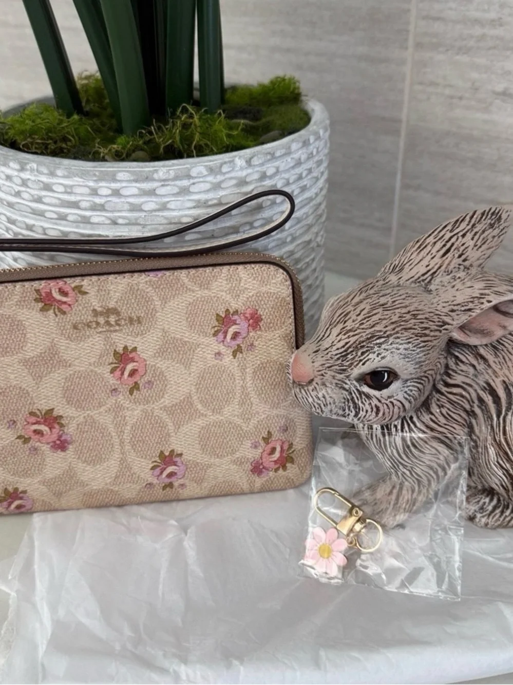 Coach Corner Zip Wristlet In Signature Canvas With Floral Print